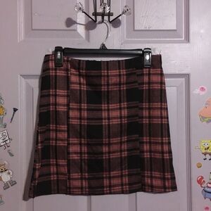 Plaid Mini Skirt in Pink and Black